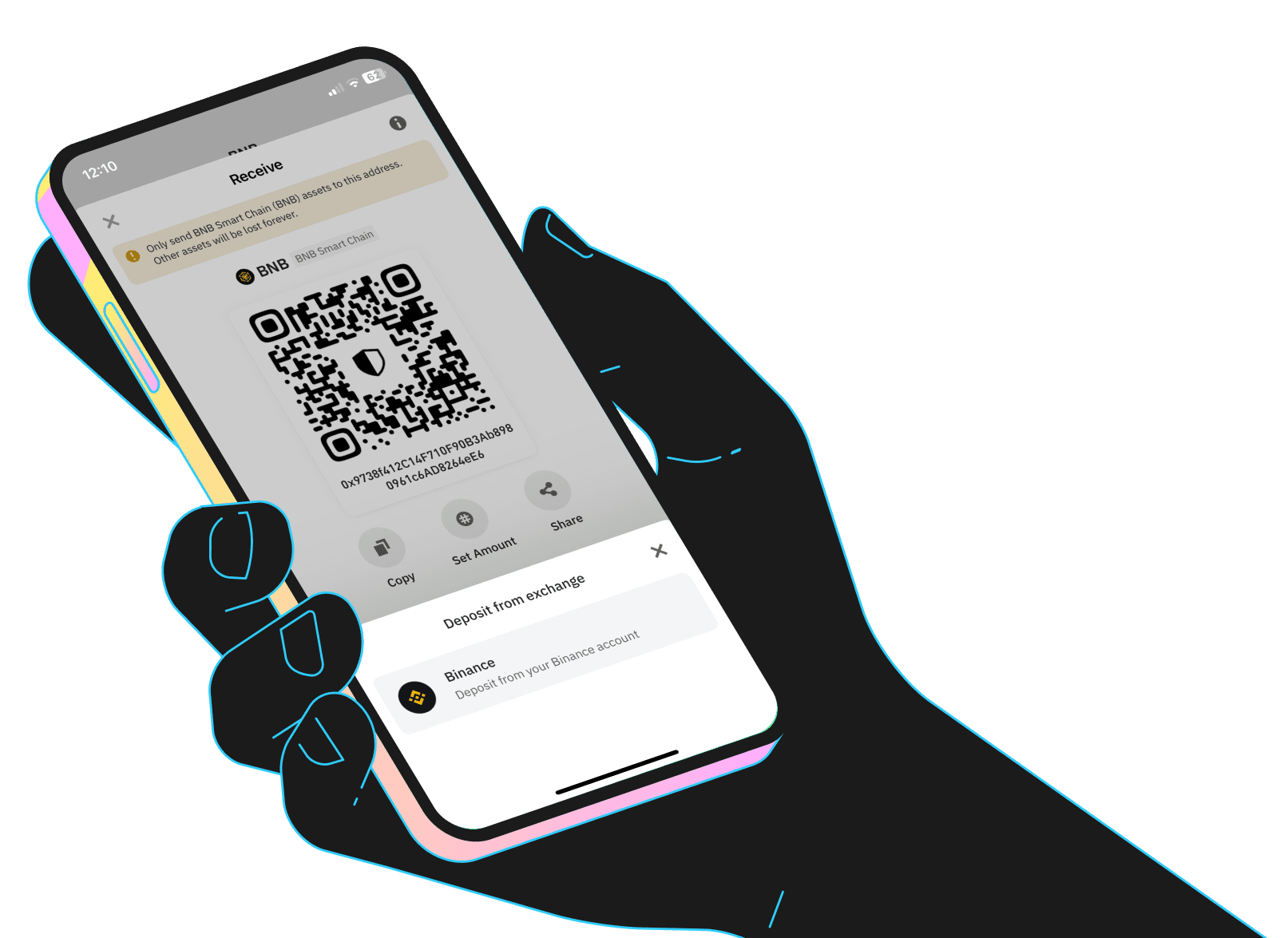 Hand holding deposit from exchange